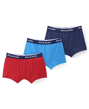 Pine Kids Cotton Spandex Knit Solid Colour Briefs Pack of 3 - ( Colour May Vary )
