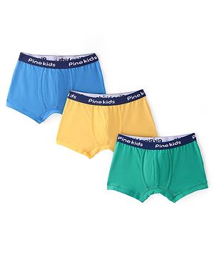 Pine Kids Cotton Spandex Knit Solid Colour Trunks Pack of 3  (Colour May Vary)