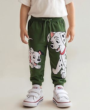 Babyhug Disney Terry Cotton Knit Full Length Lounge Pant With 101 Dalmatians Graphics - Green