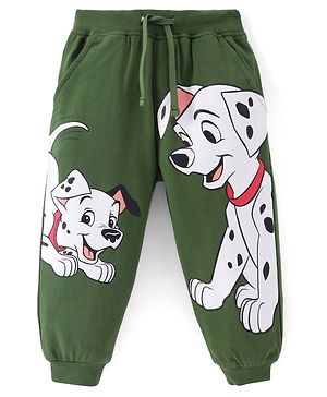 Babyhug Disney Terry Cotton Knit Full Length Lounge Pant With 101 Dalmatians Graphics - Green