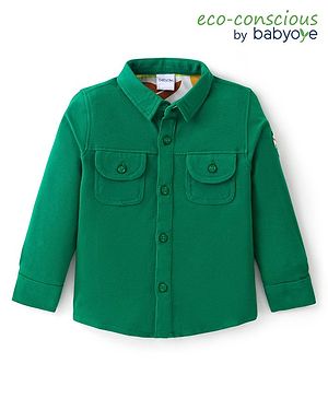 Babyoye 100% Cotton Knit Dyed Full Sleeves Solid Color Shirt - Green