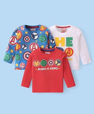 Babyhug Marvel Single Jersey Knit Full Sleeves T-Shirt with Avengers Graphics - Multicolour