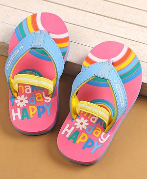 Cute Walk by Babyhug Flip Flops With Back Strap Closure & Text Print - Pink