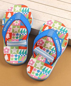 Cute Walk by Babyhug Flip Flops with Back Strap - Blue & Orange