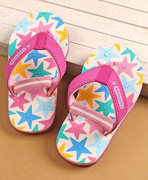 Cute Walk by Babyhug Flip Flops With Back Strap Closure Star Print  - Pink