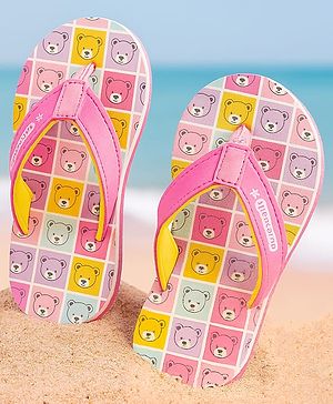 Cute Walk by Babyhug Flip Flops With Bear Print - Pink & Light Pink