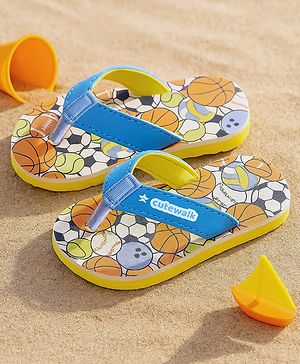 Cute Walk by Babyhug Slip On  Flip Flop with Sports Theme Print - Blue