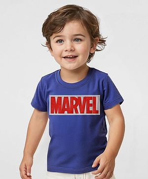 Babyhug Marvel Single Jersey Half Sleeves T-shirt With Marvel Print and HD Print Detailing - Navy
