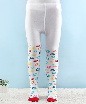 Cutewalk by Babyhug Anti Bacterial Footed Tight Abstract Design - White
