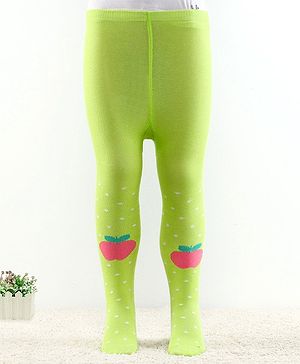 Cutewalk by Babyhug Anti Bacterial Footed Tights Apple Design - Green