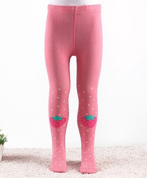Cute Walk by Babyhug Knitted Antibacterial Footed Tights Strawberry Design -Pink