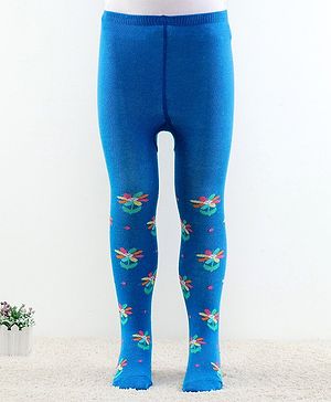 Cutewalk by Babyhug Ani-Bacterial Footed Tights  Floral Design - Blue