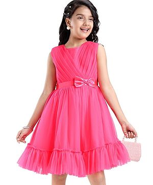 Pine Kids Woven Sleeveless Tiered Party Dress With Bow -Multicolor