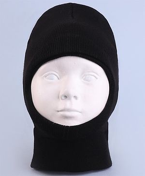 Pine Kids Solid Color Woollen Monkey Cap  - Black