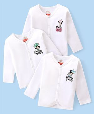 Babyhug Disney Interlock Knit Full Sleeves Jhablas With Minnie Mouse Graphics Pack of 3 - White