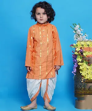 Traditional Dress, Ethnic Dress For New Born Baby Boy's Dhoti kurta, Full buying Sleeves Solid Colour Kurta With Pajama - White