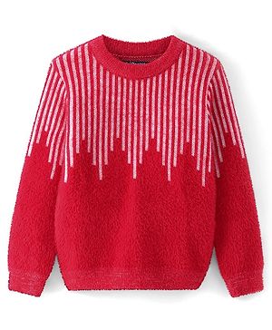 Pine Kids Full Sleeves Solid Pullover Sweater - Red