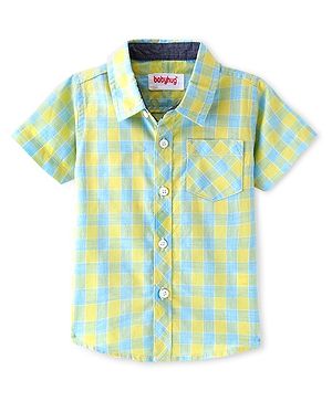 Babyhug Cotton Woven Half Sleeves Regular Collar Checkered Shirt - Yellow