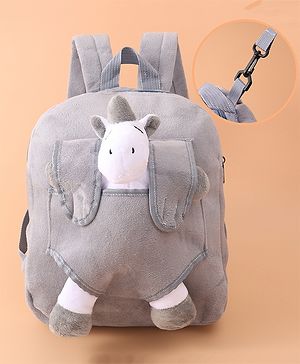 Babyhug Fashion Backpacks Unicorn Applique - Grey