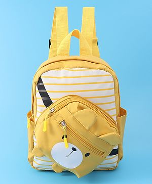 Babyhug Teddy Bear Applique Fashion Backpack - Yellow