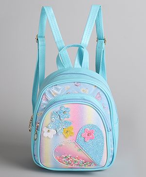 Pine Kids Floral Applique  Fashion Backpack with Sequin Detailing  - Blue
