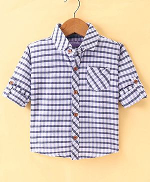 Rikidoos Full Sleeves Checked Shirt - Blue & Navy