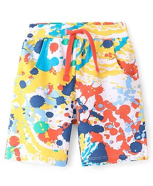 Babyhug French Terry Knit Knee Length Shorts with Abstract Print - Multicolour