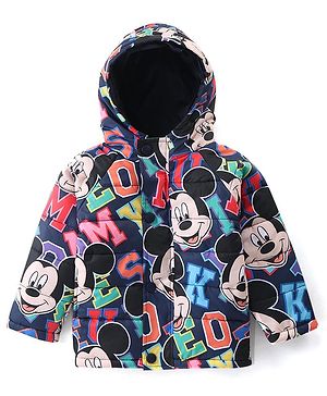 Babyhug Disney Woven Full Sleeves Hooded Padded Jacket With Mickey Mouse Graphics - Multicolour