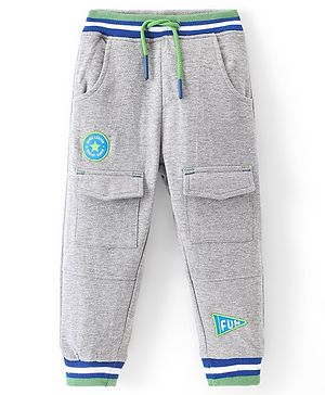Babyhug French Terry Knit Full Sleeves Lounge Pant with Cargo Pocket  Detailing - Grey