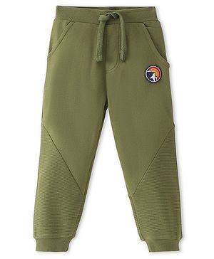 Babyhug Terry Knit Full Length Solid Lounge Pant - Olive Green