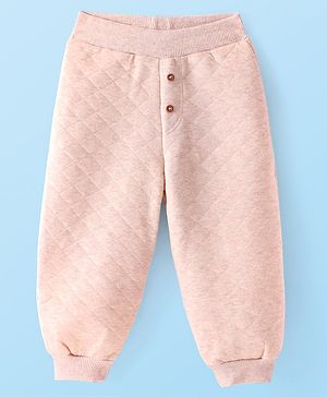 Babyhug French Terry Full Length Jogger Fit Lounge Pants with Quilting - Cream