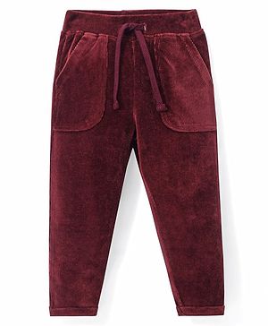 Babyhug Cotton Woven Full Length Corduroy Pant Solid Colour - Maroon