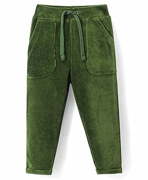 Babyhug Cotton Woven Full Length Corduroy Pant Solid Colour - Green