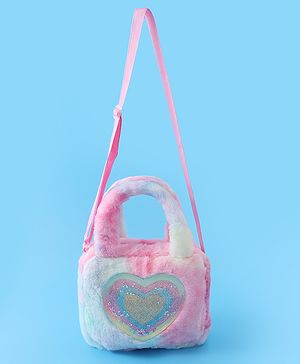 Babyhug Love Shaped Fur Sling Bag - Multicolor