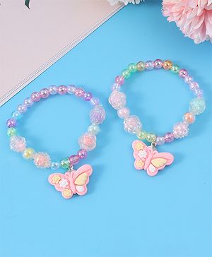 Babyhug Beaded Bracelets With Butterfly Applique Pack of 2 - Multicolor