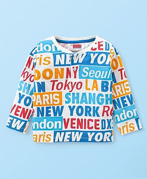 Babyhug Cotton Knit Full Sleeves T-Shirt with Text Print - Off White