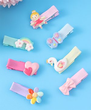 Babyhug Hair Pins and Clips Free Size pack of 7 - Multicolor