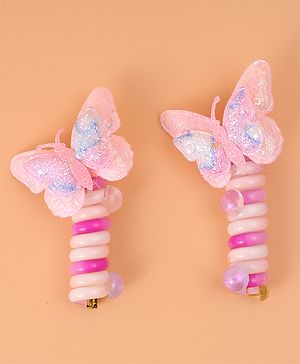 Pine Kids Bow & Butterfly Clips Set of 2 - Pink