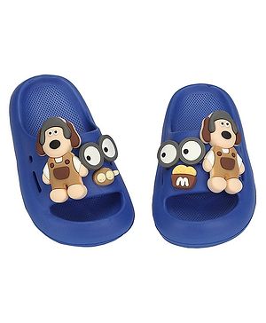 KIDLINGSS Dog Applique Detailed Flip Flops - Blue