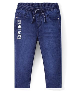 Babyhug Denim Washed Full Length  Jeans with Stretch- Blue