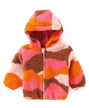 Babyhug Woven Full Sleeves Printed Sweatjacket with Hood - Multicolour