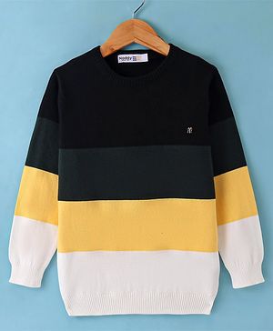 Noddy Full Sleeves Colour Blocked Sweater - Black