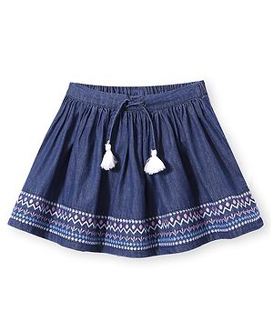 Babyhug Denim Mid Thigh Stretchable Skirt - Blue