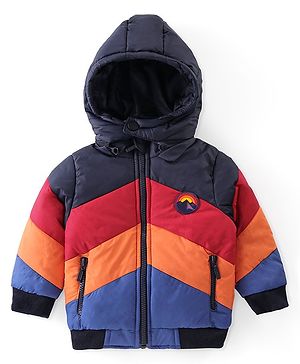 Babyhug Full Sleeves Padded Jacket with Pockets  & Detachable Hood - Multicolour