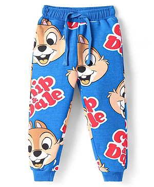 Babyhug Disney Single Jersey Knit Full Length Lounge Pants With Chip'N Dale Graphics - Blue