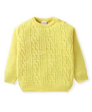 Babyhug Knitted Full Sleeves Pullover Sweater With Cable Knit Design - Yellow