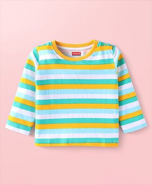 Babyhug Cotton Knit Full Sleeves Striped T-Shirt - Green