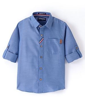 Rikidoos Full Sleeves Solid Shirt - Light Blue