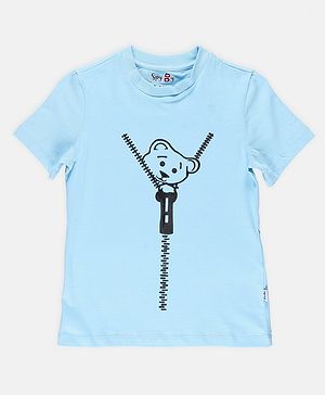 SpyBy Half Sleeves Bear Printed Tee -  Sky Blue