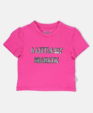 SpyBy Half Sleeves Text Printed Tee - Fusia Pink